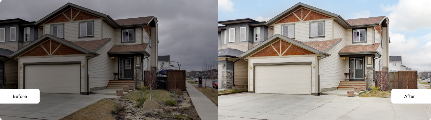 real estate photo editing - before & after
